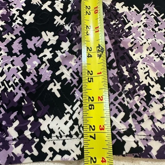 JM Collection Purple and Black Abstract Long Sleeve Top - Picture 5 of 7